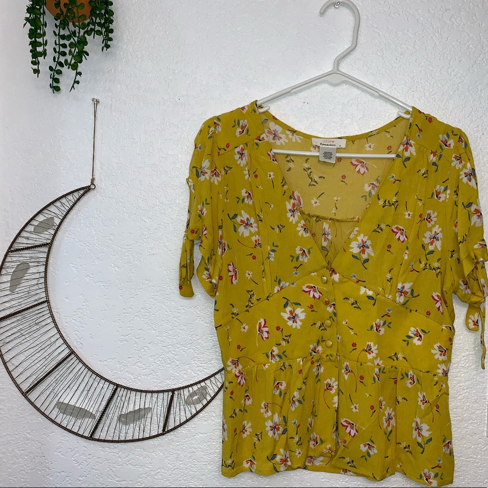 Urban Romantics yellow flower blouse
